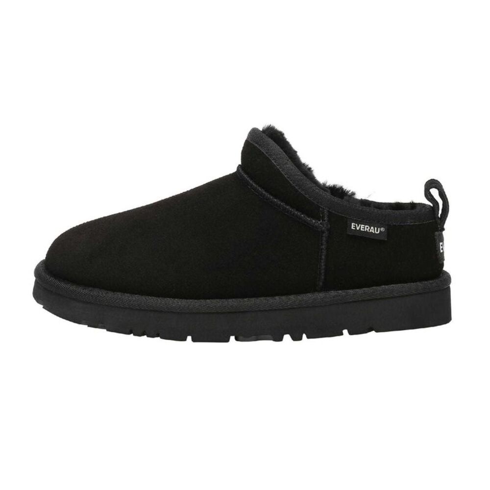 EverAu Womens/Ladies Quail Leather Slippers / Black